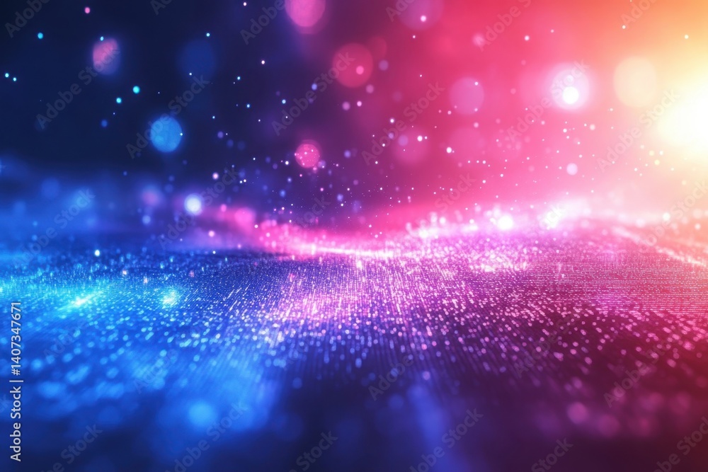 Poster vibrant abstract background with scattered light and colorful particles creating a dreamy atmosphere