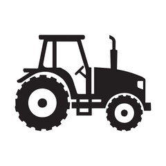 Farming tractor silhouette vector White Background.