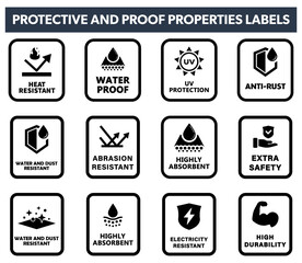 Protective Material signs for clothes or packaging, Safety and resistant labels.