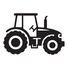 Farming tractor silhouette vector White Background.