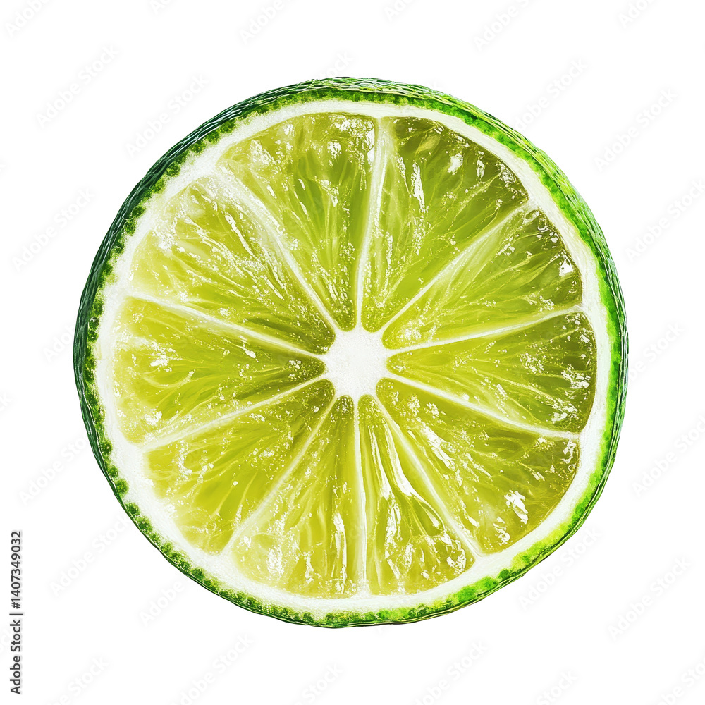Poster fresh lime slice isolated on a transparent background showcasing vibrant color and juicy texture sui