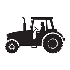 Farming tractor silhouette vector White Background.