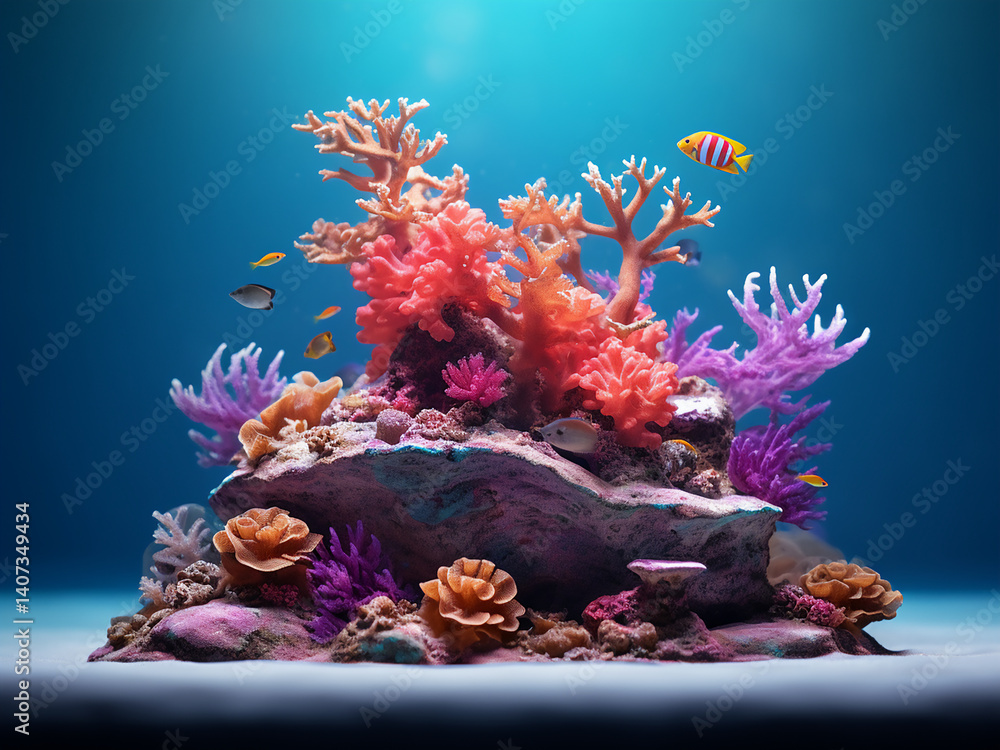 Poster reef ecosystem maintaining balance with species interacting in complex harmony and sustaining life