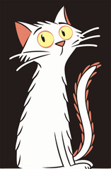 Simple children's drawing of a cat with a cheerful face: an ideal element for decorating a children's corner.
