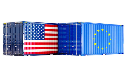 USA and European Union trade war concept,