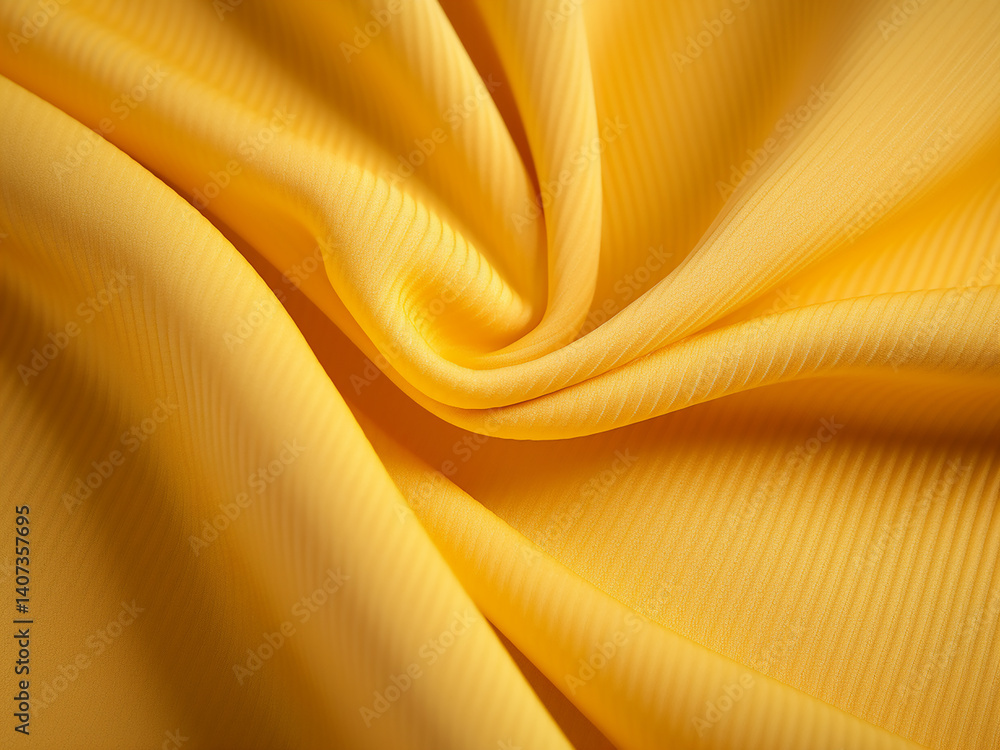 Poster ribbed silk fabric with grooves catching light creating a rhythmic and structured surface