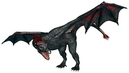 3D Rendering Fairy Tale Dragon on White