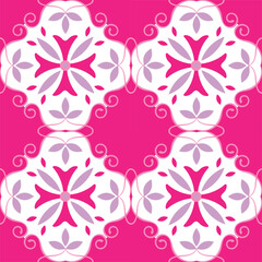 Pink Seamless pattern with abstract flowers. Floral background. Vector illustration.