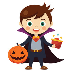 Halloween  trick-or-treating isolated clipart on white background