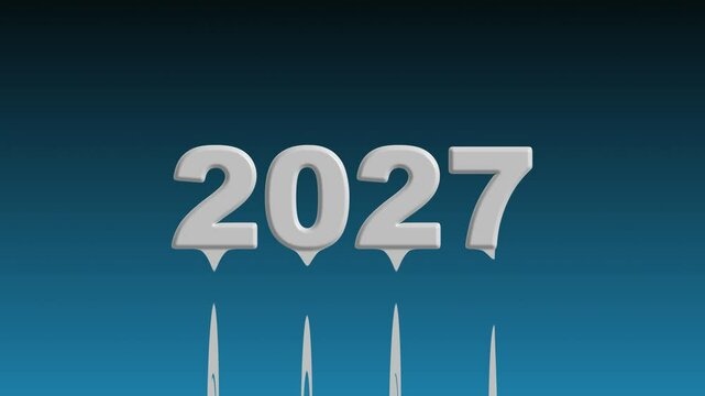 2027 text background animation liquid system. Glowing 2026 number text happy new year background.