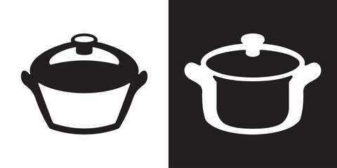 Professional Cooking Pot Icons Silhouette Vector Illustration