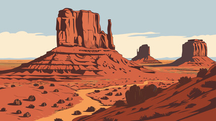 Iconic desert landscape with Monument Valley rocks – Arizona
