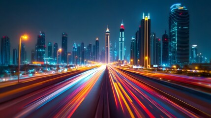 Vibrant Cityscape at Night:Technological Progress and Urban Transformation