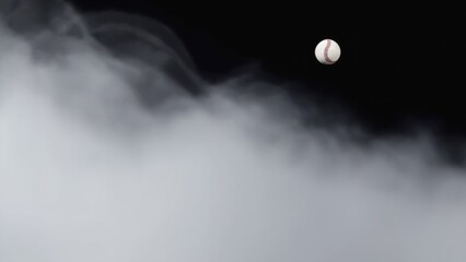 A dynamic and action-packed image featuring a baseball in mid-air against a smoky backdrop, conveying speed and intensity.