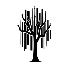 Abstract Barcode Tree Silhouette: Minimalist, Modern Design Element