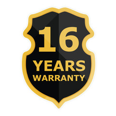 16 Years warranty label, badge, icon, logo