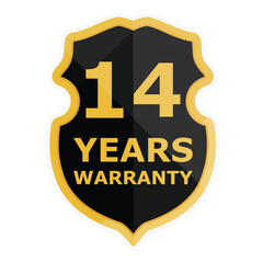 14 Years warranty label, badge, icon, logo