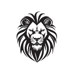 Fototapeta premium Black and white Lion head vector illustration with symmetrical design, for your logo template