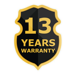13 Years warranty label, badge, icon, logo