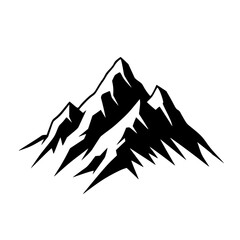 Bold Mountain Icon: Black and White Vector Illustration