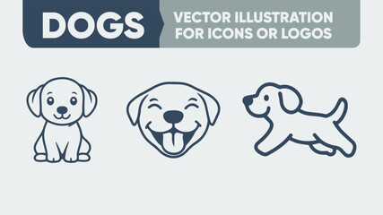 Dog Paw & Face Icons - Minimalist Animal Vector Set for Pet Products, Tags & Kennel Branding