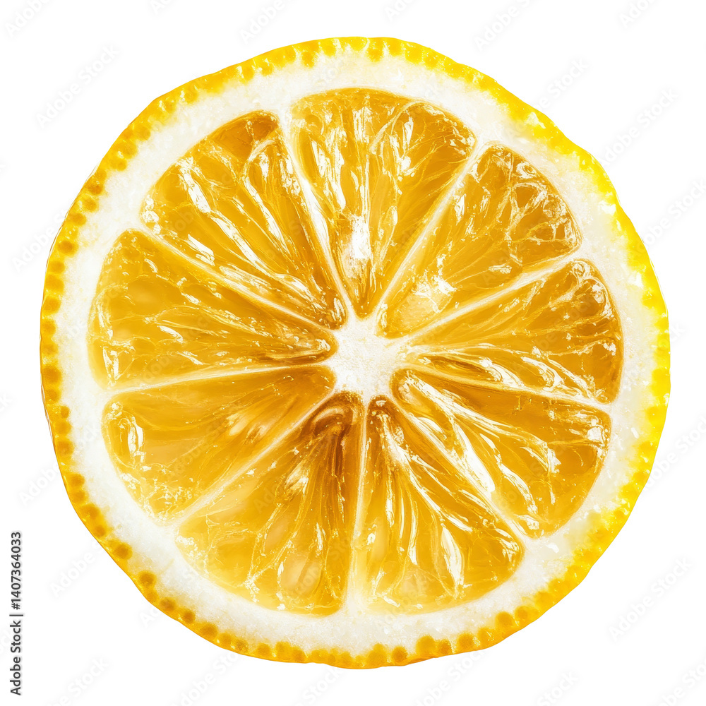Poster freshly sliced lemon on a clean transparent background for culinary and decorative uses, lemon slice