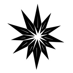 Black Geometric Starburst Design on White Background