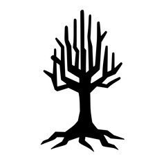 Silhouette Tree Illustration: Minimalist Black & White Graphic for Design