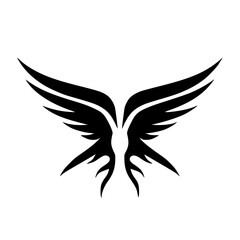 Fototapeta premium Black Wing Symbol on White: Abstract Design
