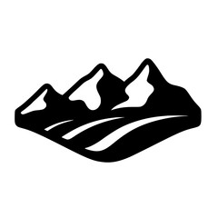 Bold Mountain Range Icon: Monochromatic Illustration for Outdoors & Adventure