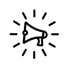 Obraz premium Loudspeaker Icon with Rays: Simple Black & White Design for Communication & Promotion.