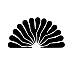 Abstract Black Fan Shape on White, Modern Graphic Design Element