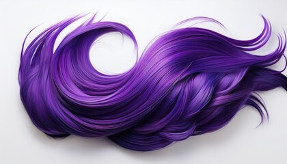 Vibrant Extreme Purple Hair Against a Pure White Backdrop, Embracing the Eye with Bold Fashion and Extravagant Style.