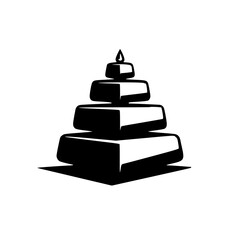 Geometric Stacked Stones with Candle Flame - Minimalist Vector Illustration
