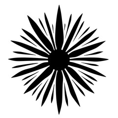 Bold Black & White Floral Burst Design Element