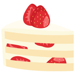 Piece of birthday yogurt cake with strawberries