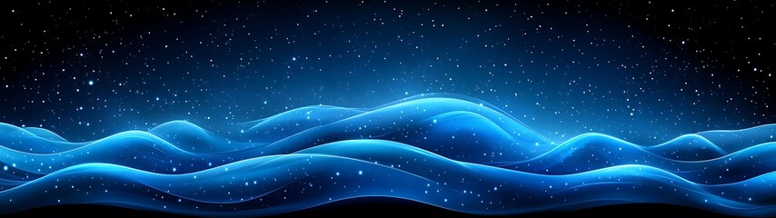 Fototapeta premium Abstract Blue Waves Night Sky