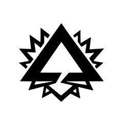 Black Triangle Logo with Arrow Elements, Bold Minimalist Design