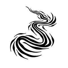 Flowing Abstract Black Swirl on White Background