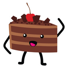 Funny cartoon character piece of birthday cake