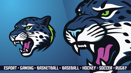 Fierce Blue Panther Logo Design, Modern Sports Team Mascot, Panthers Esport