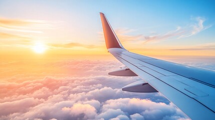 High altitude jet gliding across clear sky leaving soft trail behind made with Generative AI technology