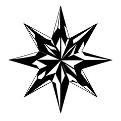 Obraz premium Geometric Eight-Pointed Star Black and White Illustration