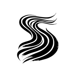 Abstract Stream of Black Lines on White, Textured, Graphic Design