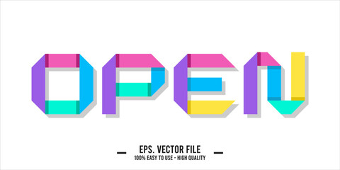 typography OPEN word art illustration, editable text effect