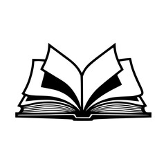 Open Book Illustration: Modern Black & White Graphic Design