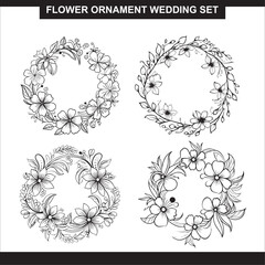 Flower Ornament Wedding Set Invitation