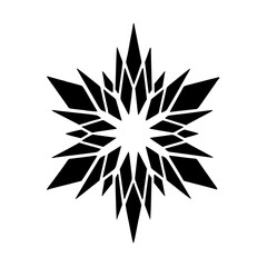 Geometric Snowflake Illustration: Black & White Winter Design