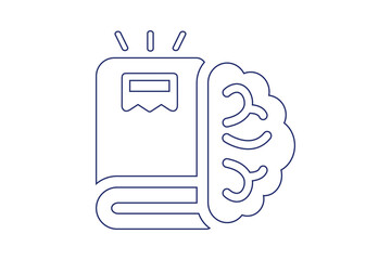 flat vector knowledge line icon. featuring a book and brain symbol,   learning, and study concepts. Ideal for e-learning, and educational platform designs. Perfect for  mobile app, and print projects.