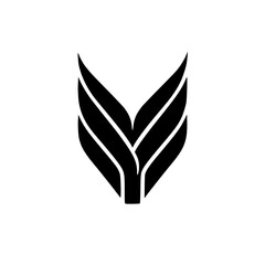 Minimalist Black Wings Logo on White, Abstract Design